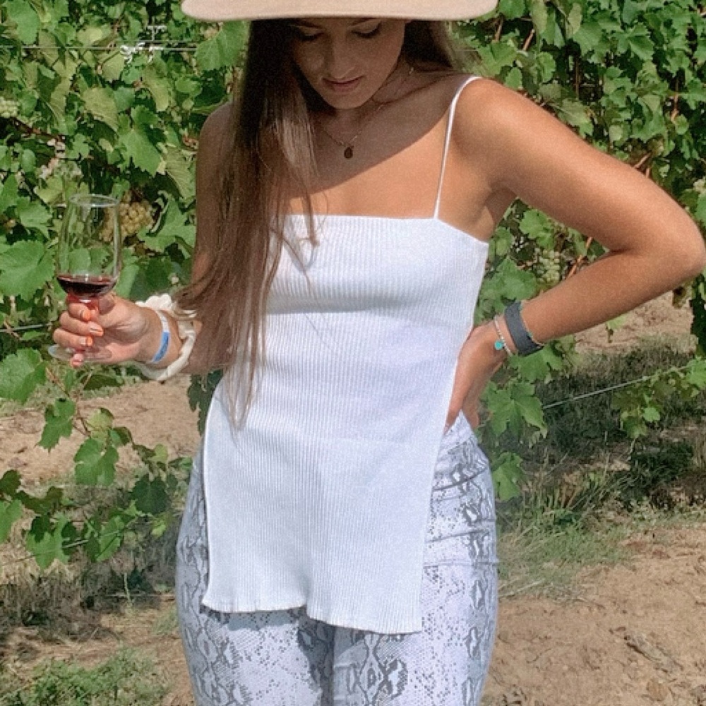 Zara Spaghetti Strapped Ribbed Top